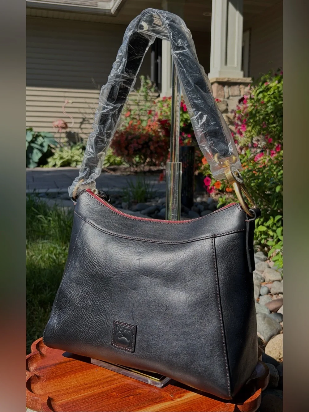 Dooney & Bourke Cassidy Hobo Large Black Florentine Leather NWT